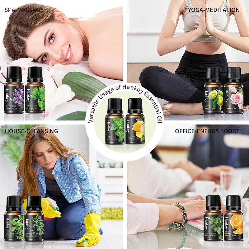 12 sabores, 10ml, aceites esenciales para difusor de Aroma, humidificador de aire para el hogar, aceite aromático soluble en agua, lavanda, vainilla, naranja y oliva