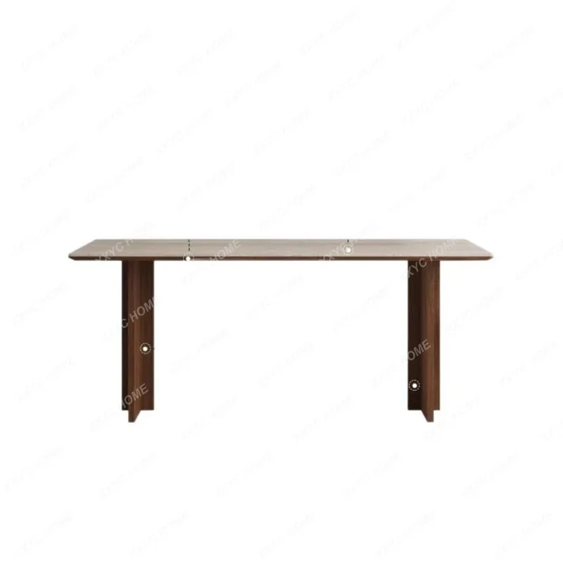 

ML retro walnut wind tunnel stone slate dining table, household small apartment solid wood dining table