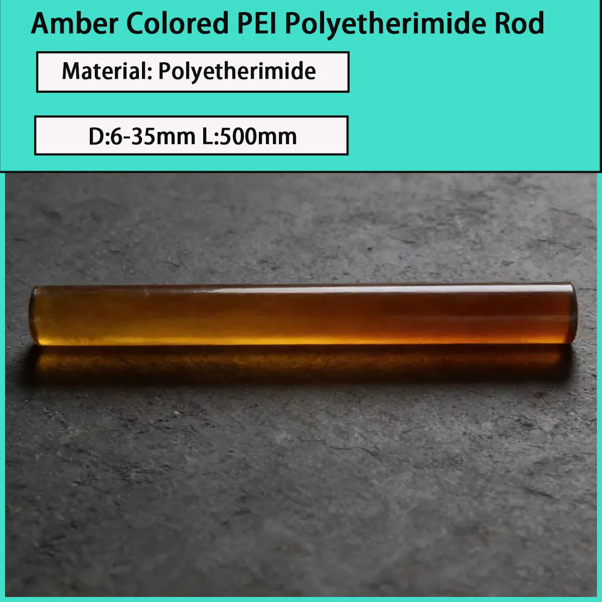 Diameter 6-35mm PEI solid round rod amber PEI polyetherimide rod length 500mm high temperature and corrosion resistance