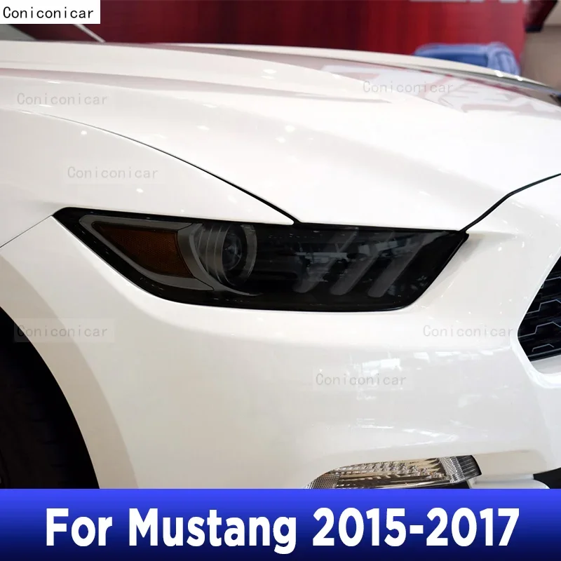 

Car Headlight Protective Film Smoked Black Transparent Wrap Vinyl TPU Sticker For Ford Mustang 2015-2017 Accessories PPF