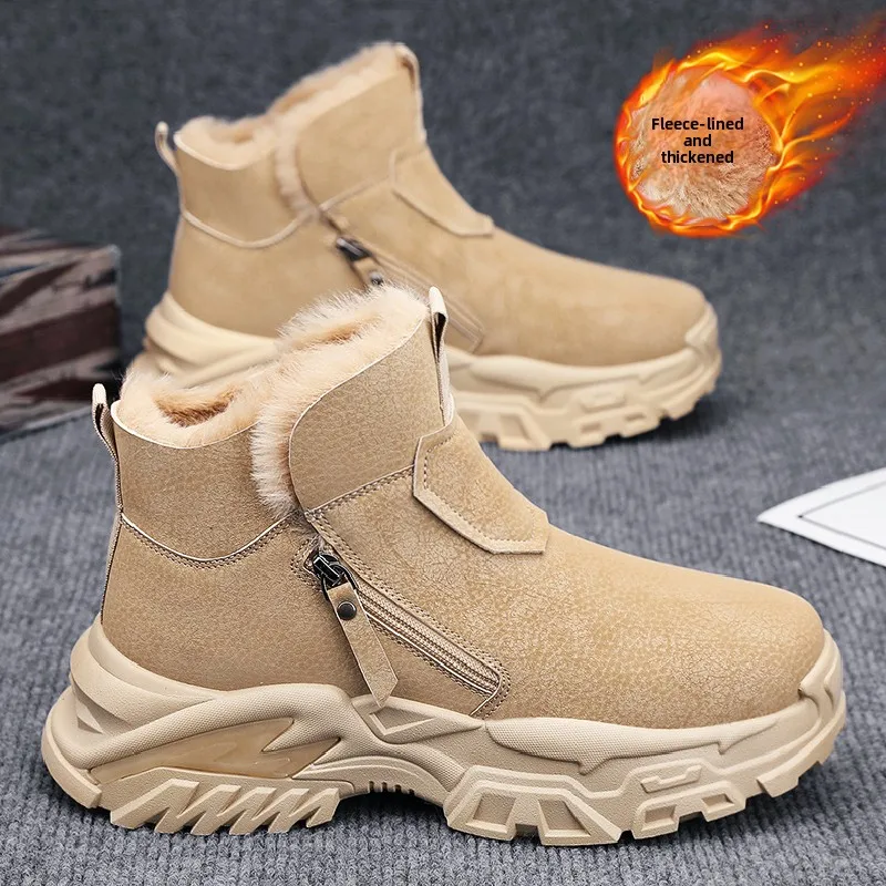 

Men's Winter High-Top Thickened Fleece Lined Snow Boots Outdoor Climbing Waterproof Non-slip Workwear Boots