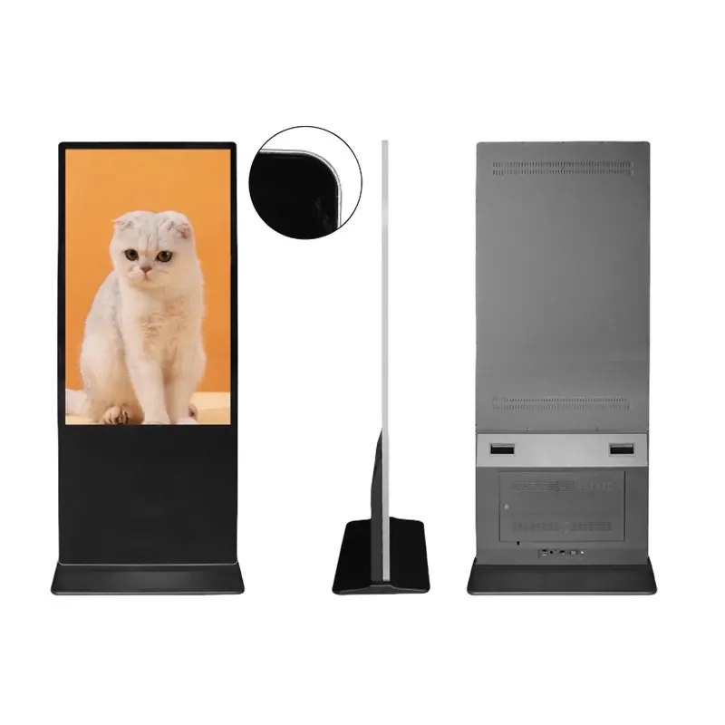 65 inch floor standing LED advertising screen for indoor and outdoor use 4K UHD full color display FHD resolution