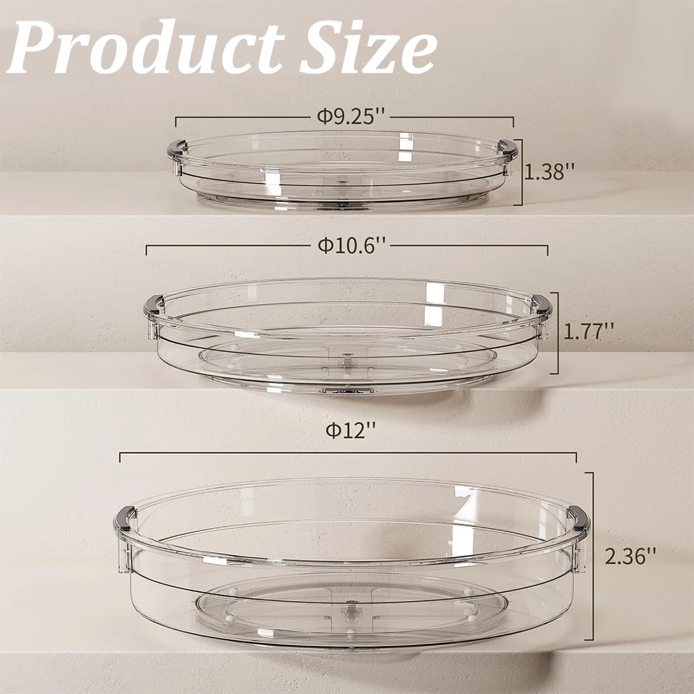 Turntable Storage Trays Multifunction Clear Rotating Organizer Kitchen Turntable Spice Cosmetic Makeup Organizer 360 Rotating