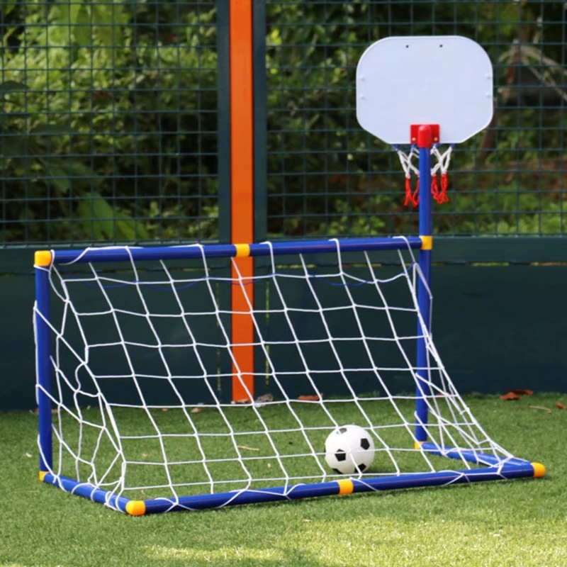 Portería fútbol para deportes libre para niños, traje en soporte baloncesto para niños y niñas, portería