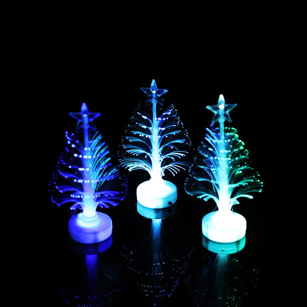 

Mini Christmas Tree Fiber Optic Lights Color Changing Lamp Shine Decorations Creative