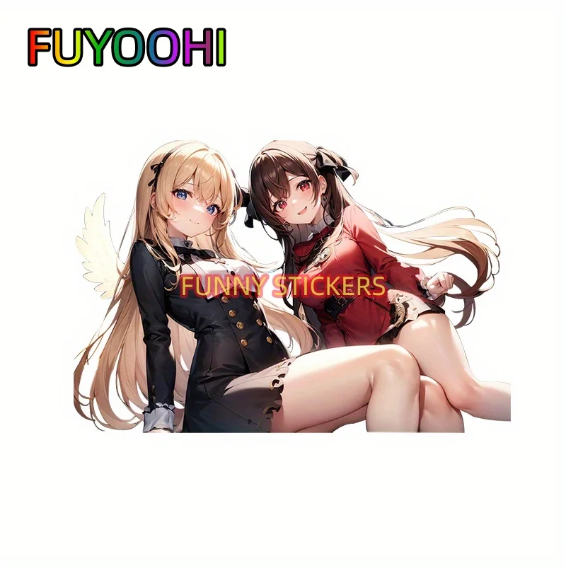 FUYOOHI Beautiful Sisters Car Decal High Appearance Level Waterproof Burst Lovely Shielding Scratch Personality Decal