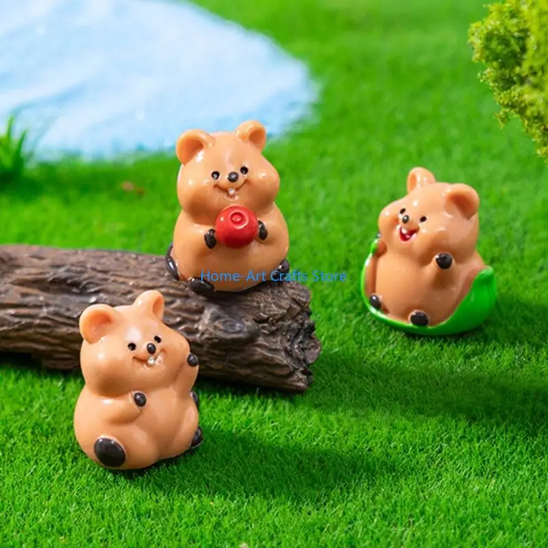 Y3NA 4 Piece Miniature Quokka Baby Sculpture Resins Craft Desktop Ornaments For Garden Landscape Arrangement Or Collectibles