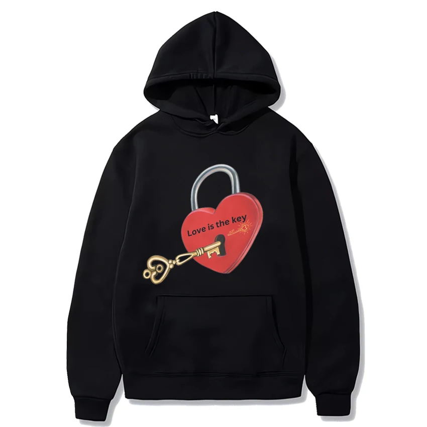 

Love is key Couples Men Women Hoodie 2024 Hot sale Casual Loose Sweatshirt Unisex Fashion Graphics Fleece Long sleeve pullover