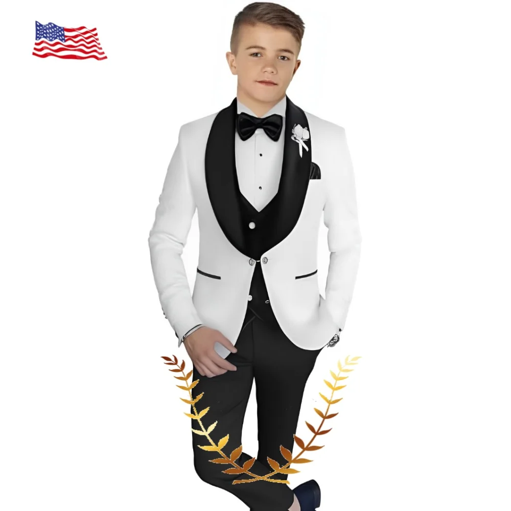 

Boys Suit Wedding Tuxedo Kids Formal Jacket Pants Vest 3 Piece Set 2-16 Years Custom Outfit Classic Clothes