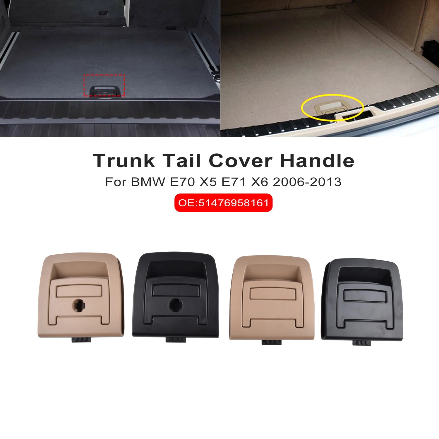 Car Trunk Tail Cover Bottom Plate Mat Floor Carpet Handle Auto Accessories For BMW E70 X5 E71 X6 2006-2013 51476958161