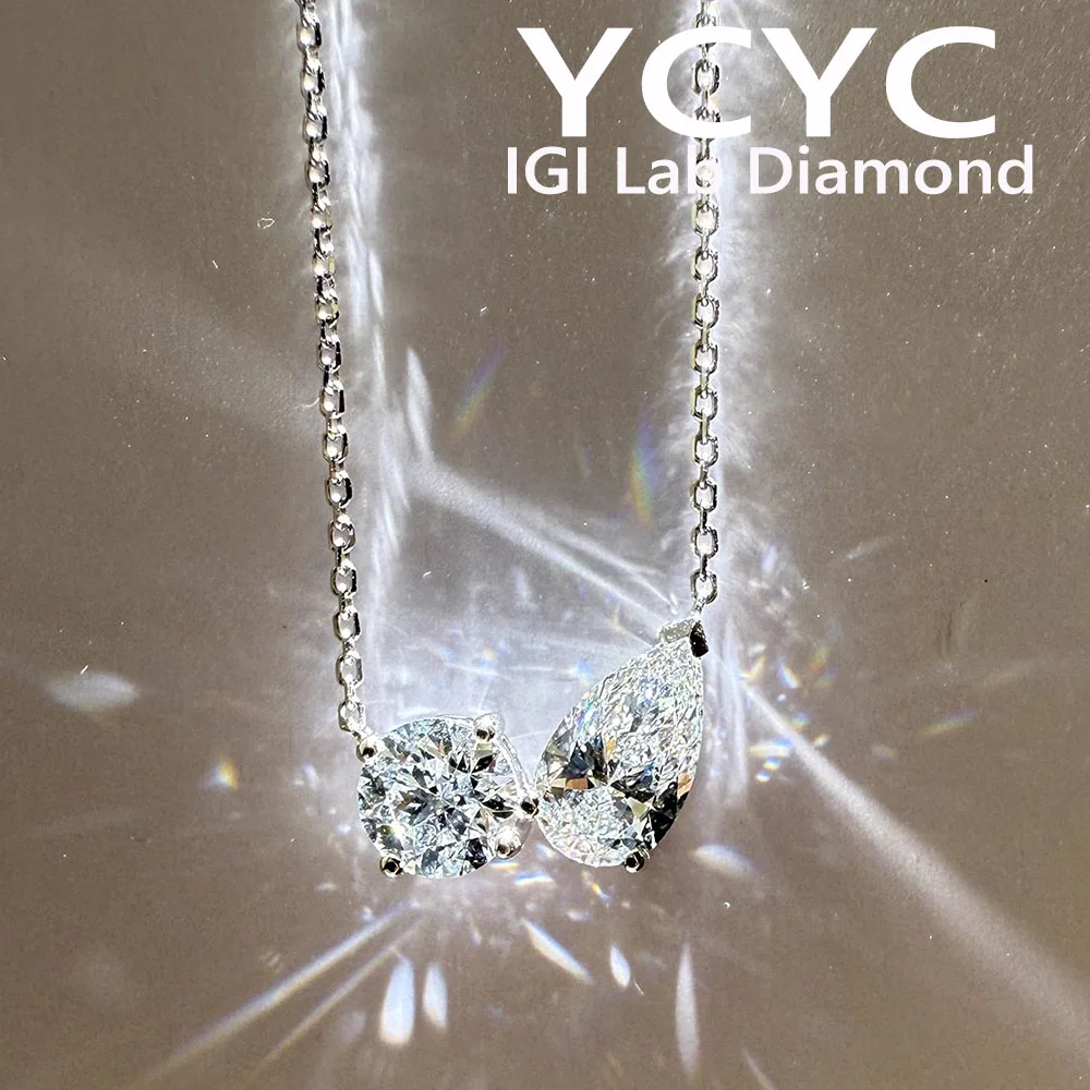 fashion jewelry 18K gold Ring Marquise cut  IGI CVD round 1ct  pear 1.5 ct  Lab Grown Diamond necklace pendant for Women Wedding