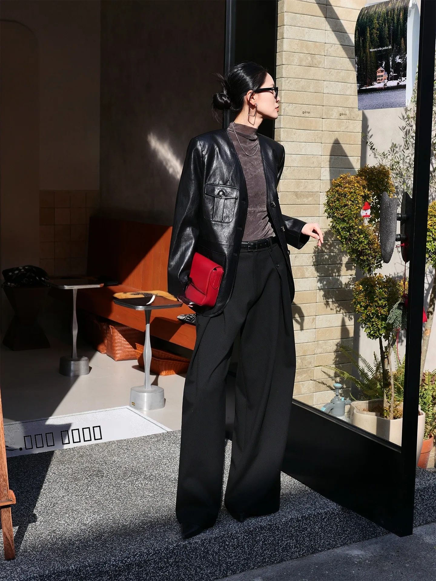 Jaqueta de Couro Vintage Americana Jieji Zhang, Estilo V-Ne, Multicolorida, Casual, Ajuste Solto