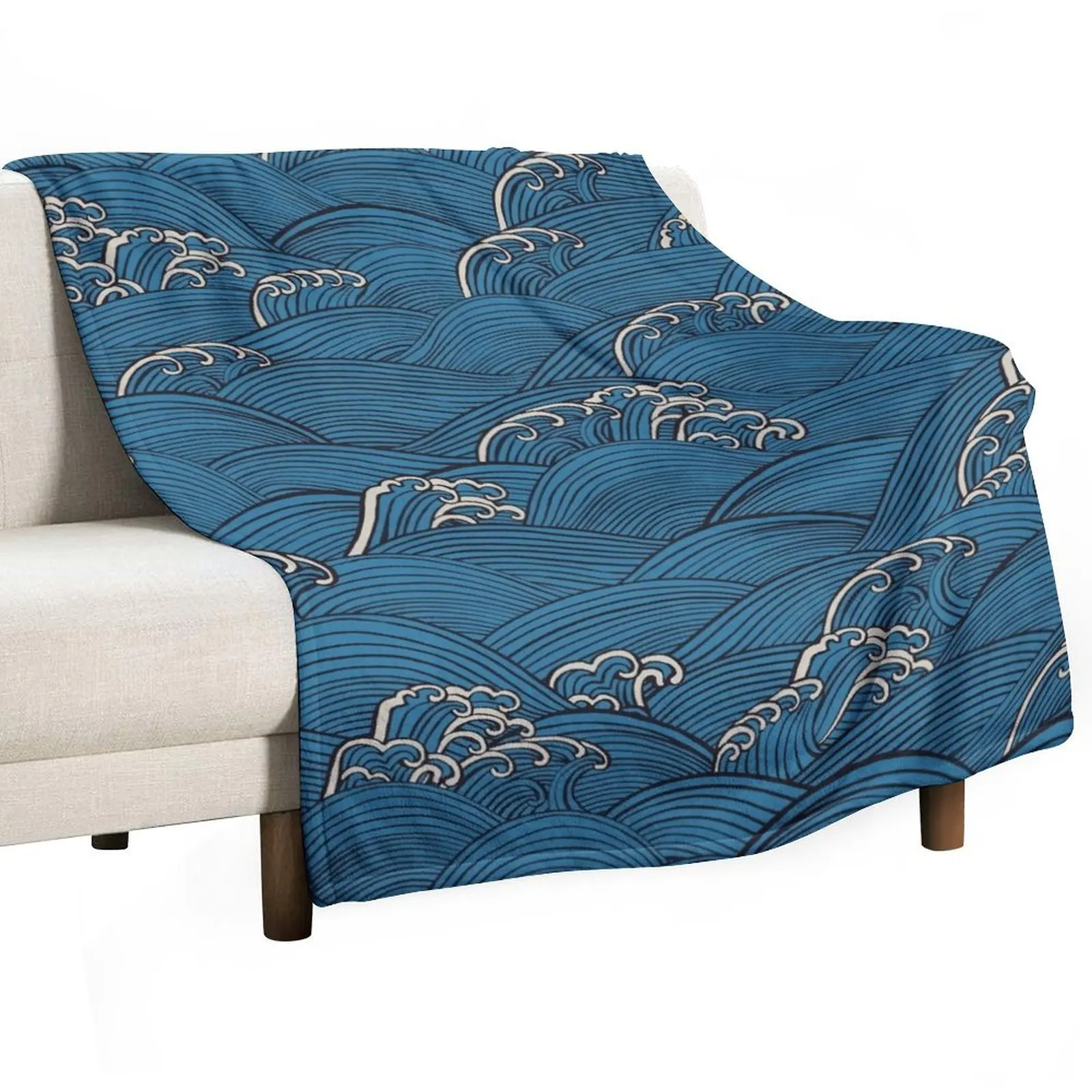 Ocean Sea Waves {Blue} Throw Blanket Luxury Designer Beautifuls Retros bed plaid Blankets