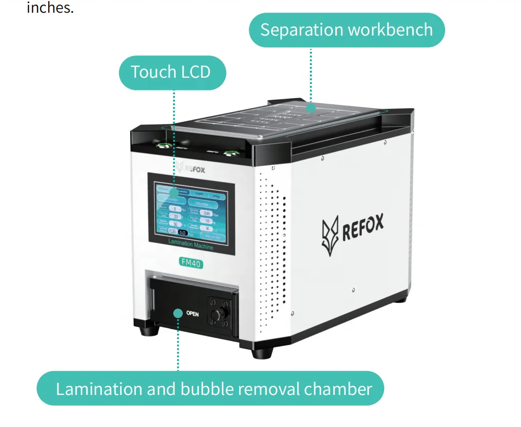 Refox FM40 5 in 1 Multi-function Desktop Laminating Machine for Cell Phone Tablet Curved Screen Repair Refurbish Remover Tool - Image 4
