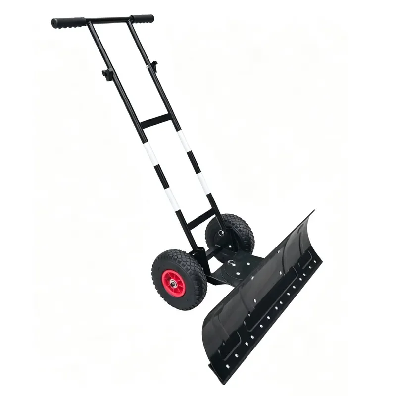 Heavy Duty Wheeled Snow Shovel Hand Push Outdoor Ground Clearing Tool Efficient Snow Removal Board for Driveway Walkway