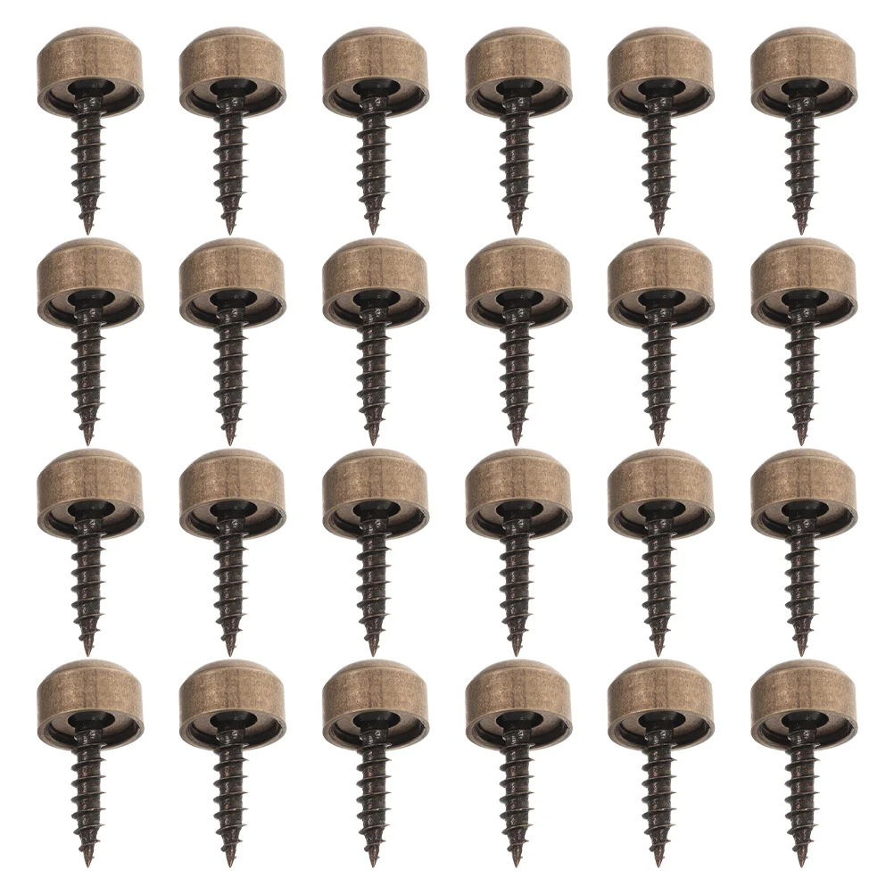 

24 Pcs Self tapping Screw Cap Screws Decorative Covers 9mm Copper Color Anti Rust Curved Design Quick Installation Furniture