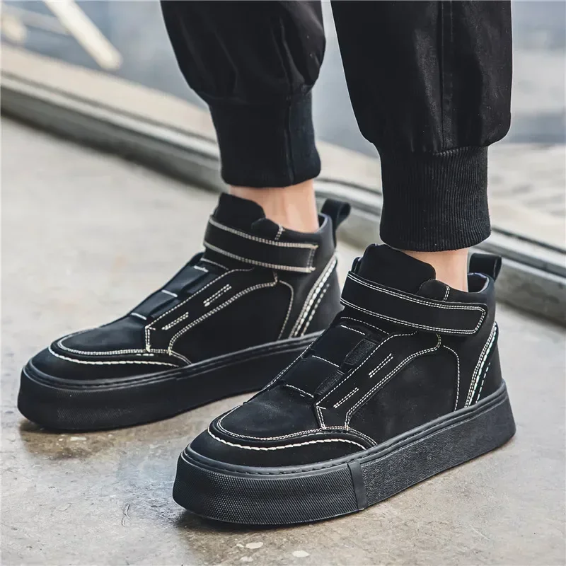 Ankle Boots Suede Designer Shoes for Men 2023 New Vintage Boots Hook & Loop Versatile Luxurymale Casual Sneakers Botines Hombre