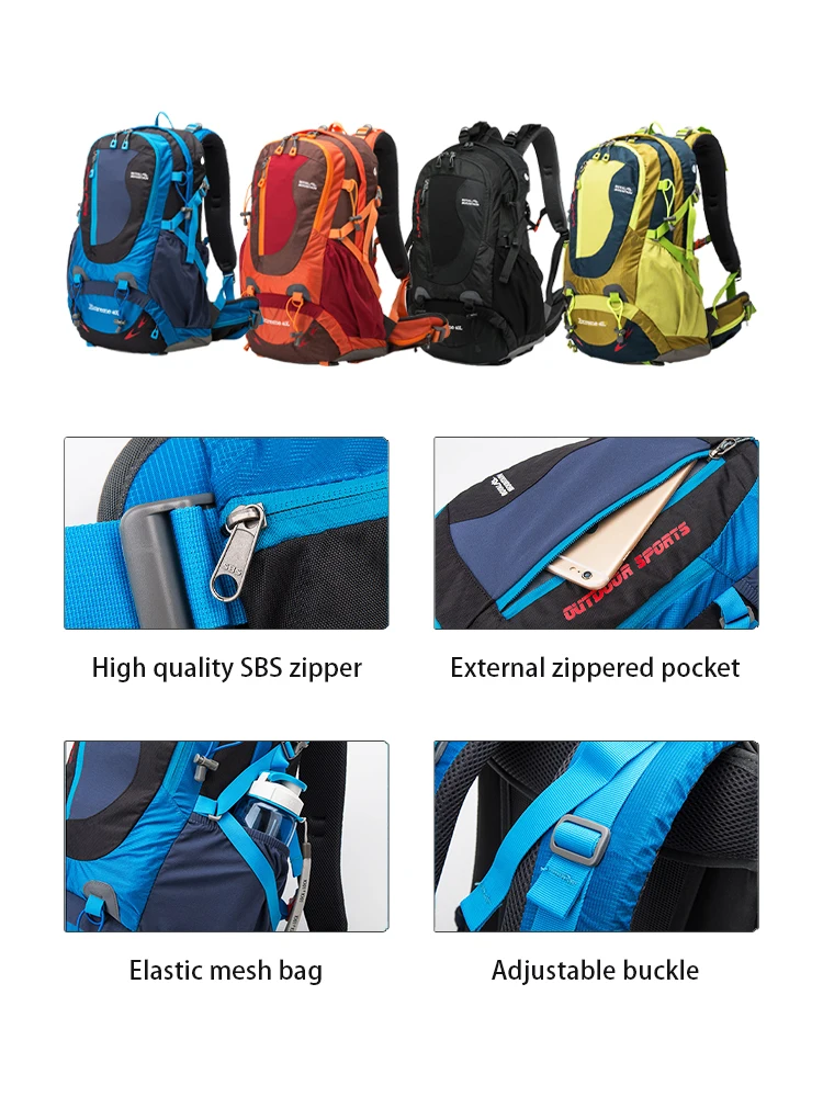 40L Travel Camping Backpack Duża torba turystyczna Wielofunkcyjny wodoodporny plecak turystyczny do wspinaczki i wspinaczki na świeżym powietrzu