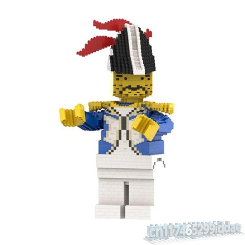2356PCS Blue Uniform Commander Building Blocks Historical Costume Character Sculpture Model DIY Assembly Display Collection Gift