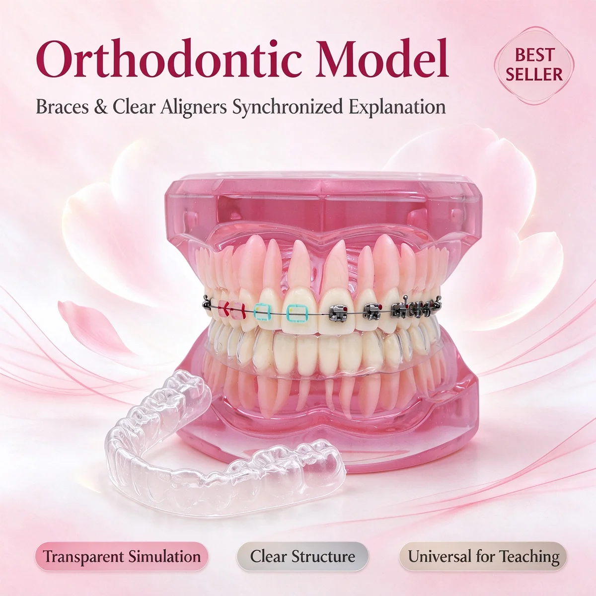 Dental Teeth Model Dentistry Orthodontic Model With Bracket And Aligner For Student Teaching Research Demonstration