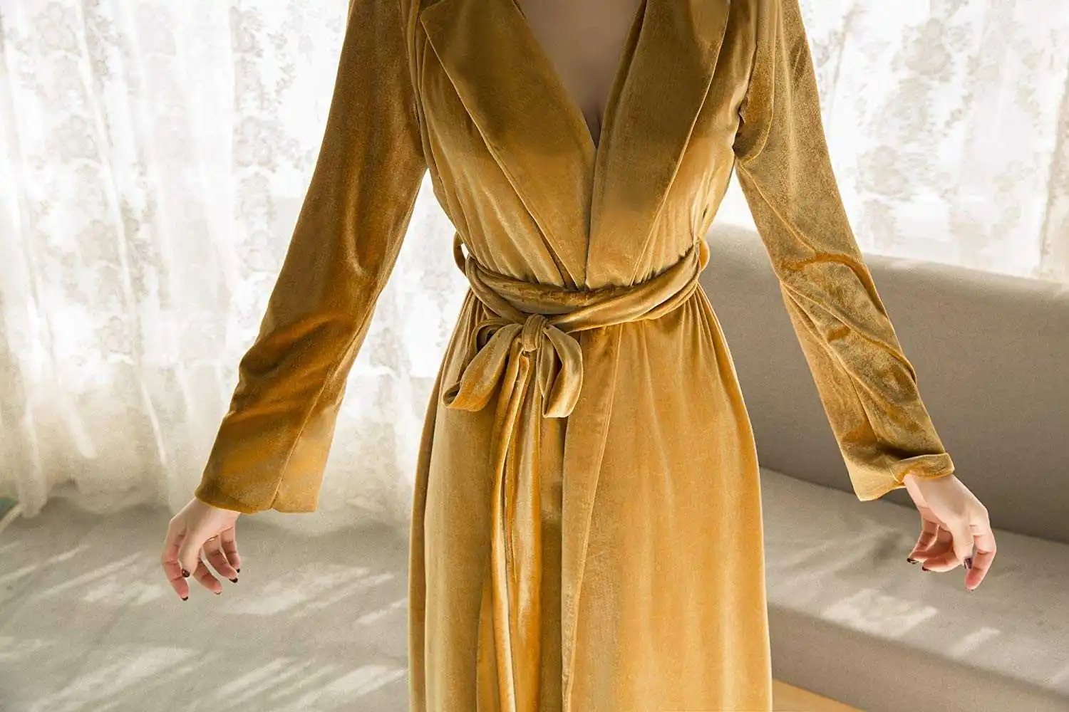 Gorgeous Dresses Women Robe V-Neck Lace Up Long Sleeve Maternity Dressing Shower Gown for Photography Customized