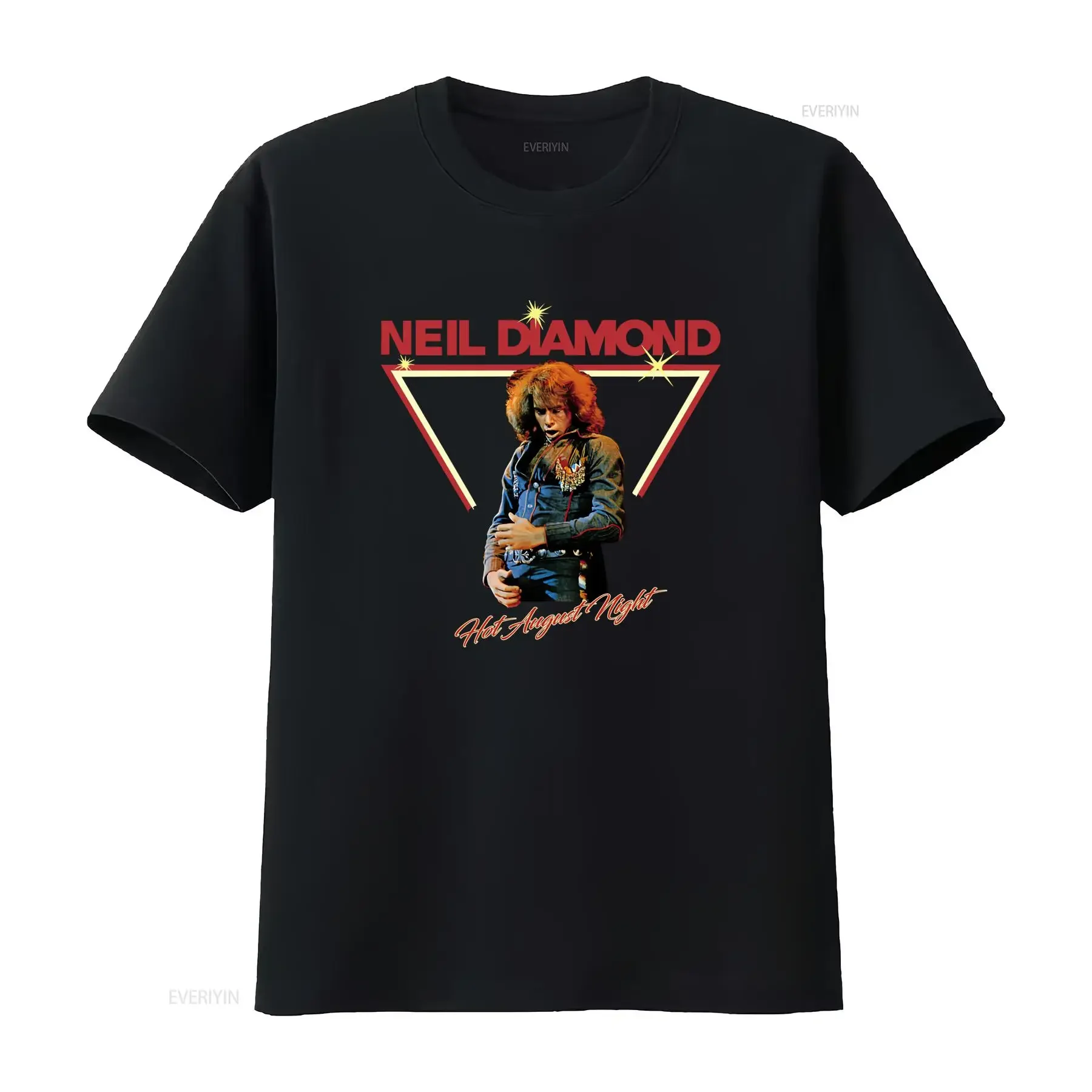 Camiseta vintage de los años 70 de Rock Neil Diamond Hot August Night Crunchy Granola Suite, estilo vintage, lavada, transpirable, informal