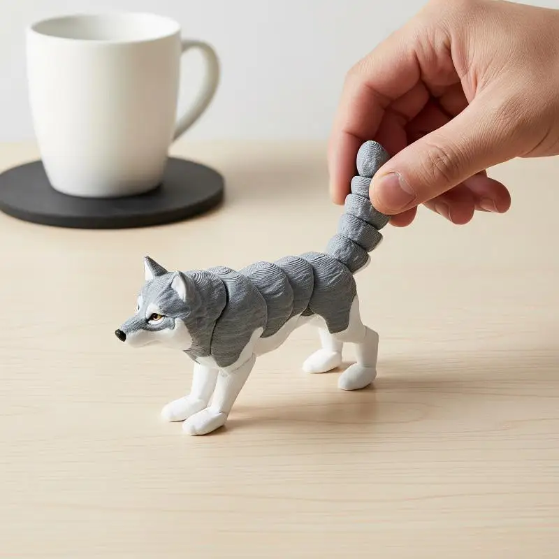 Movable Husky Statue Cute Lifelike Collectible Statue Odorless Plastic Mini Ornament for Study Room Desktop Decor Holiday Gift