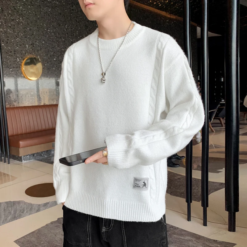 

Knitted Round Neck Jacket Sweater Long Sleeve Knitwear Plain Pullover Sweatshirt Casual New Tops Men Women Fashion Slim Cardigan