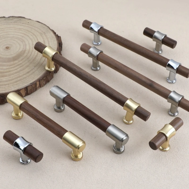 New Chinese Style Solid Wood Cabinet Handle Drawer Wine Cabinet Wardrobe Handle Creative Wooden Shoe Cabinet Handle