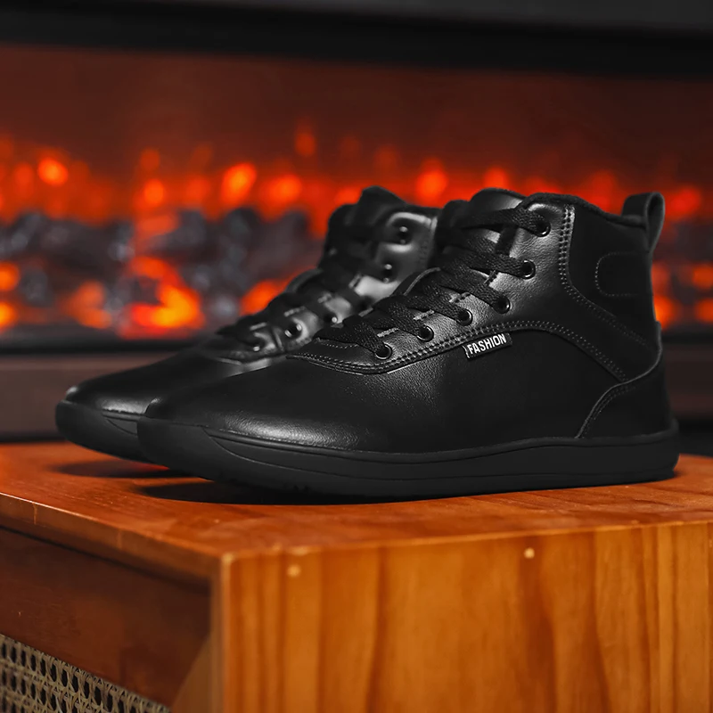 

Mid-Top Barefoot Shoes Unisex Wide Toe Box Artificial Leather Lace Up Outdoor Walking Shoes