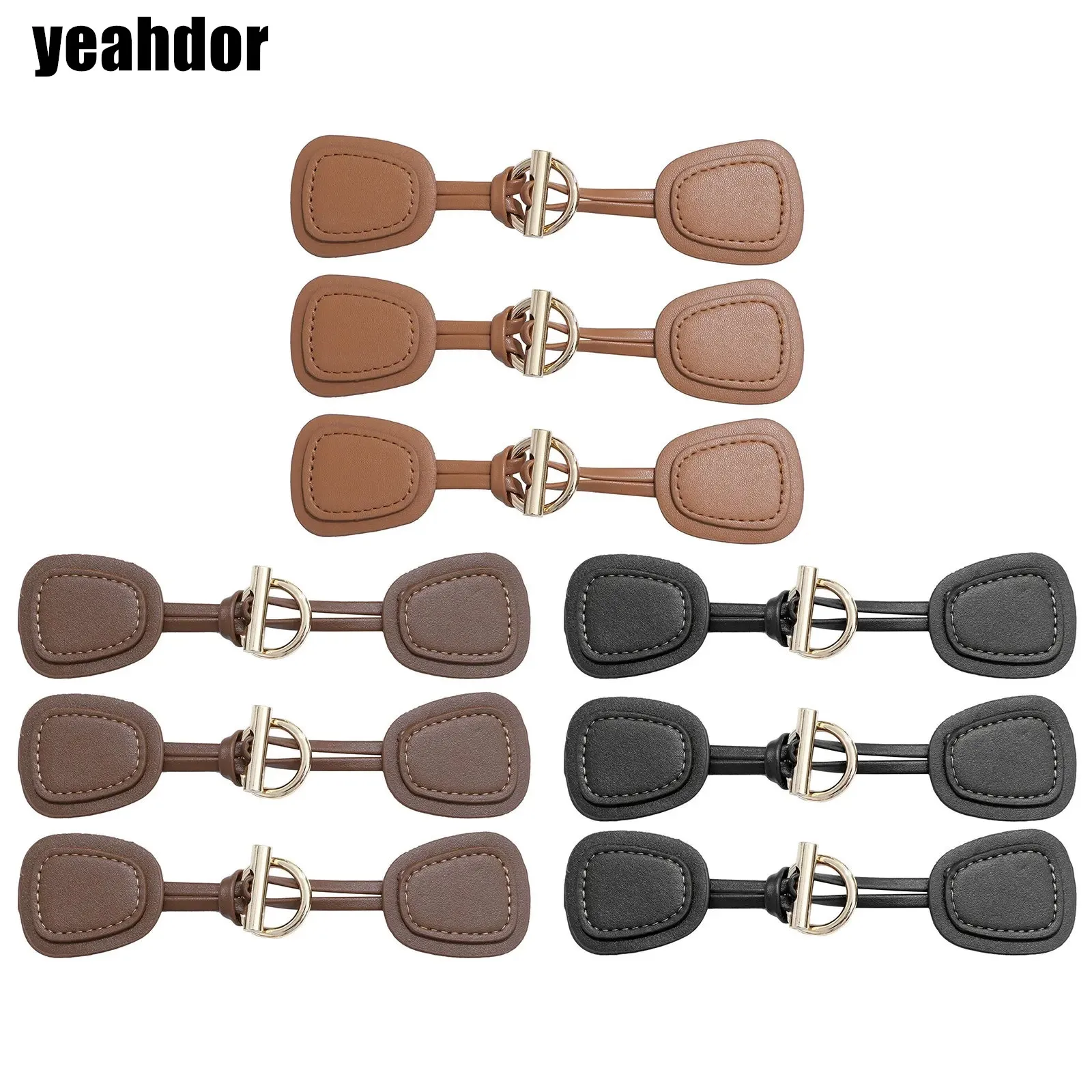 3pcs évjárat Plutónium bőrből Köntös gomb toggles Bekapcsolás Keverés Felhólyagosodás kabát gombot kötőelemek Összevarrás mesterségek DIY ruhák kiegészítők