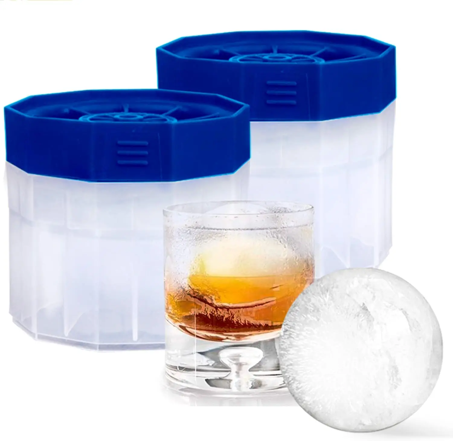 

Ball Molds Maker - 2 Pack Sphere Molds - 2.5 inch Round Ice -Slow Melting Ice for Whiskey Bourbon and Cocktails -
