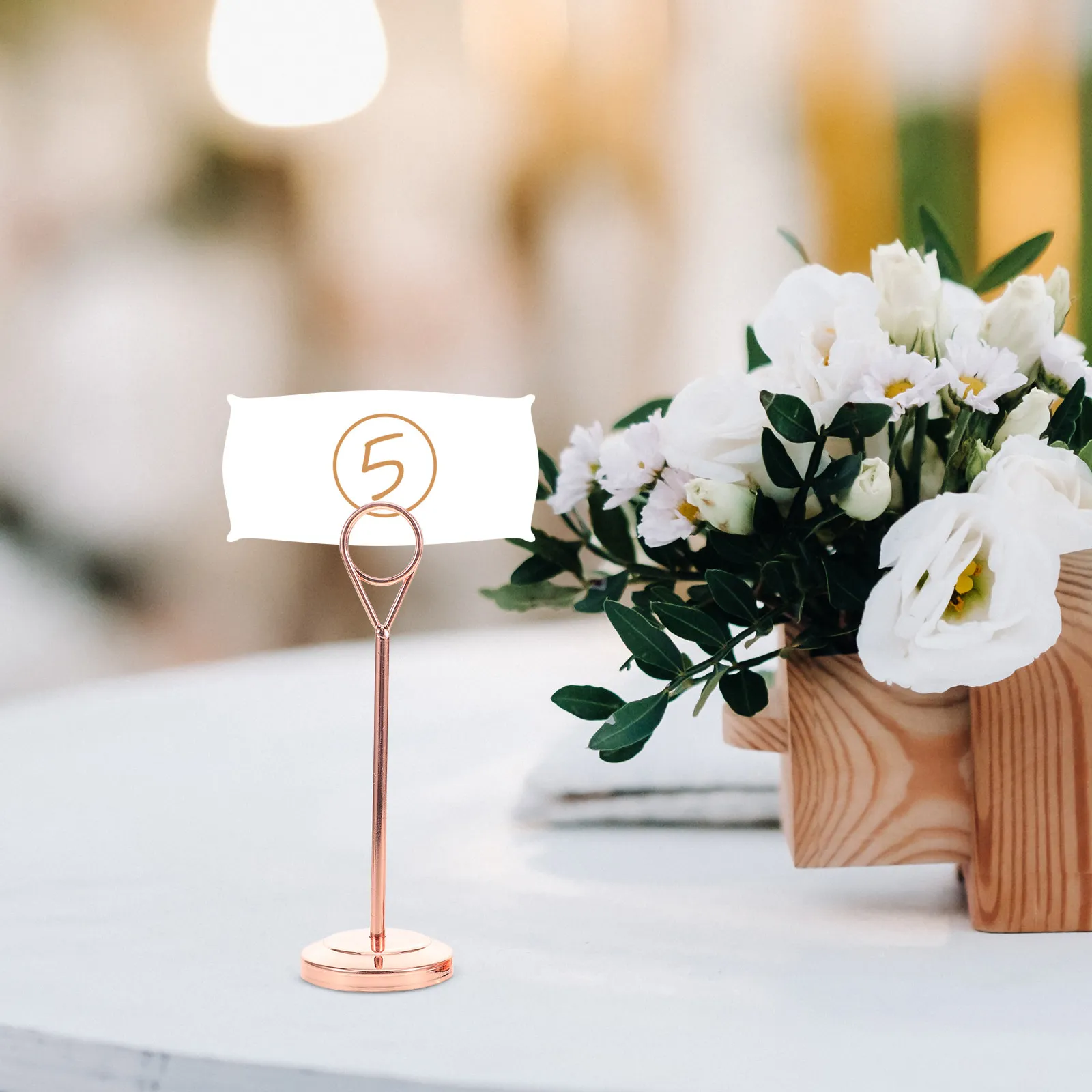 2Pcs Elegant Teardrop-Shaped Stainless Steel Place Card Holders Sturdy Table Number Clip for Wedding Table Seat Cards Decor