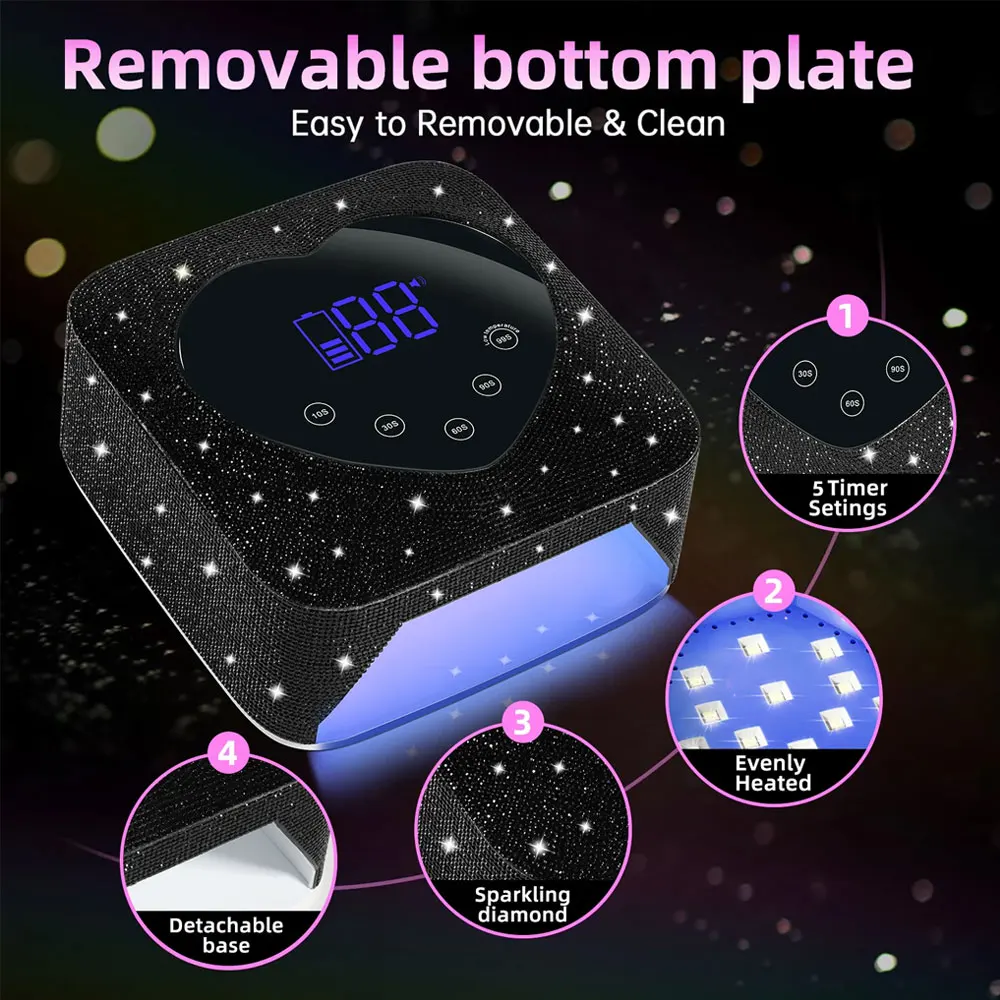 30 المصابيح الأشعة فوق البنفسجية LED مسمار مصباح قابلة للشحن التجفيف السريع سباركلي مسمار مجفف مصباح مانيكير لاسلكي لعلاج جميع هلام طلاء الأظافر