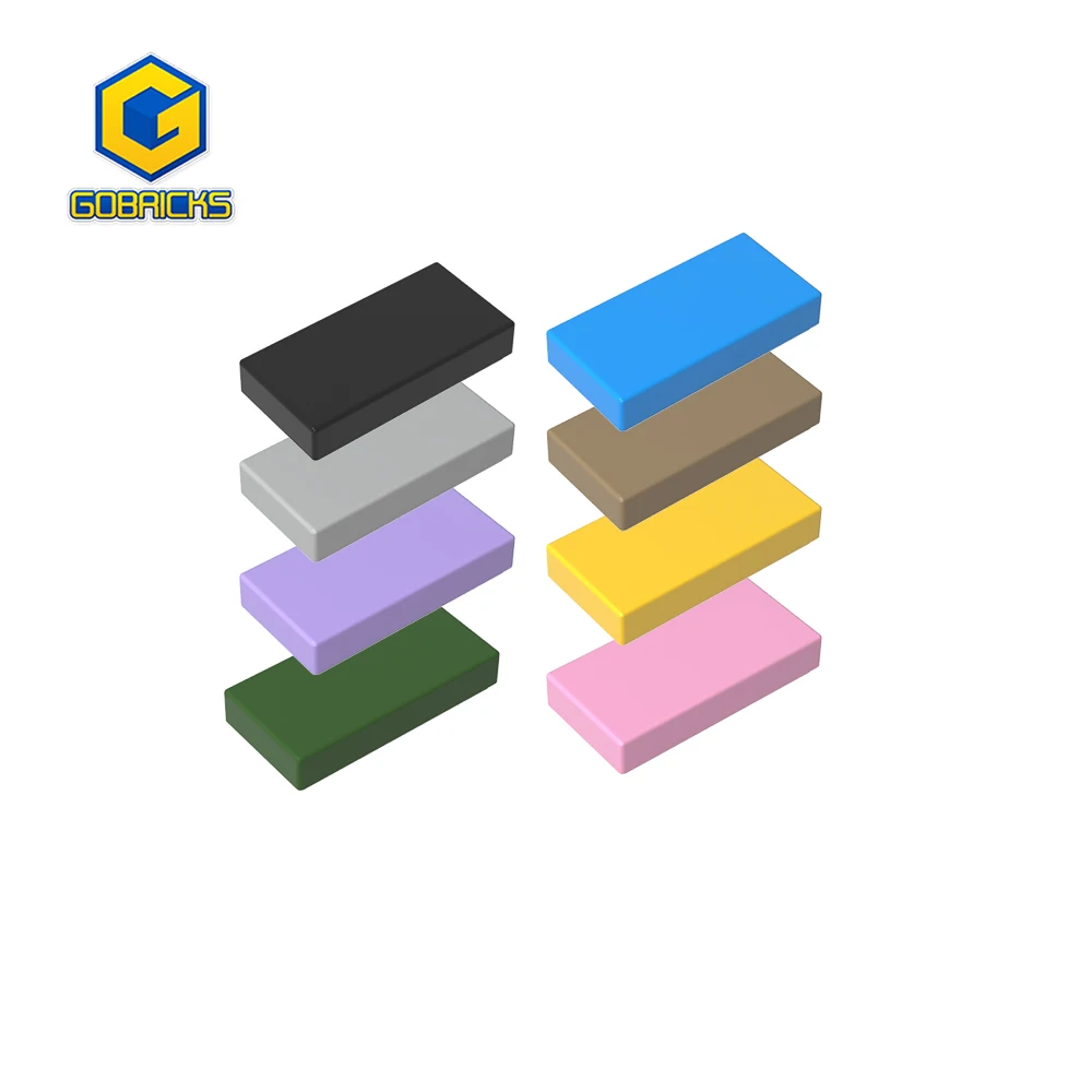Gobricks 100pcs 3069 MOC Mixed Color Tile 1x2 Bricks with Groove Parts Tube Grey Compatible DIY Assmble Building Blocks Kids