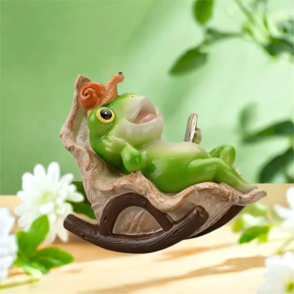 

Durable Cute Frog Rocking Chair Funny Resin Material Frog Potted Plant Figurine Handmade Frog Desktop Decoration Home Decoration
