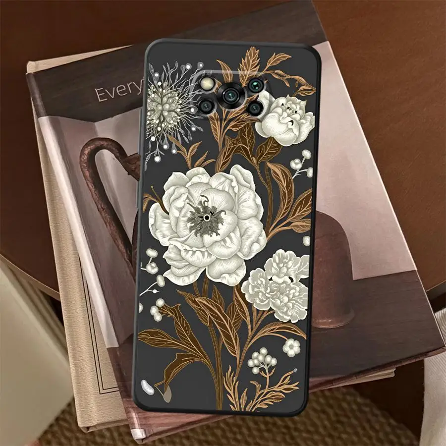 White Silver Lotus Case for Xiaomi Poco F8 F3 X3 X4 X5 X7 Pro C75 C50 F1 C61 M3 M4 M7 M5 Funda Phone Cover C71 view 3
