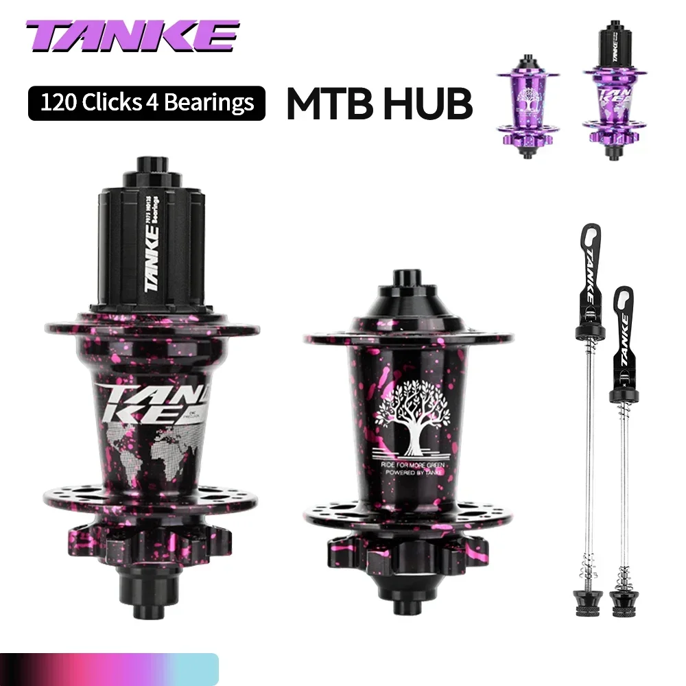 TANKE 120 Click Hub 6 Bearing Mountain Bike MTB Hub Front Rear 32 36 Holes QR Thru-axle Exchange Disc Brake Bicycle Hubs HG MS