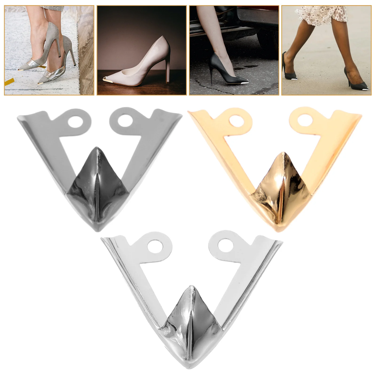 

3Pairs Metal High Heels Tip Covers Excellent Durability Easy to Match Various Colors High Heels Toe Caps Shoe Toe Caps