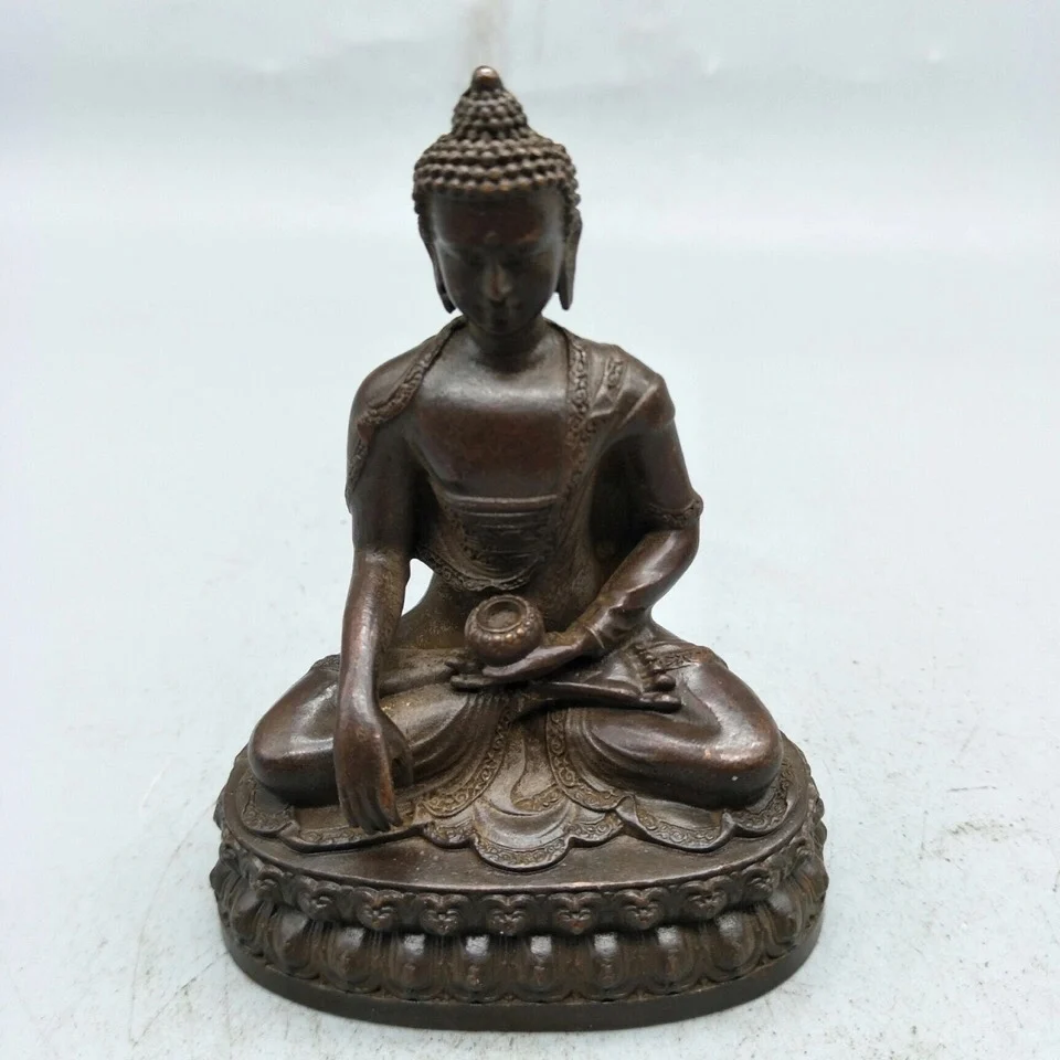 Miniature Buddha Statue Vintage Feng Shui Thai Decor Buddha Statue Buddhist Hindu Bronze Figurine Meditation Home Decor Ornament