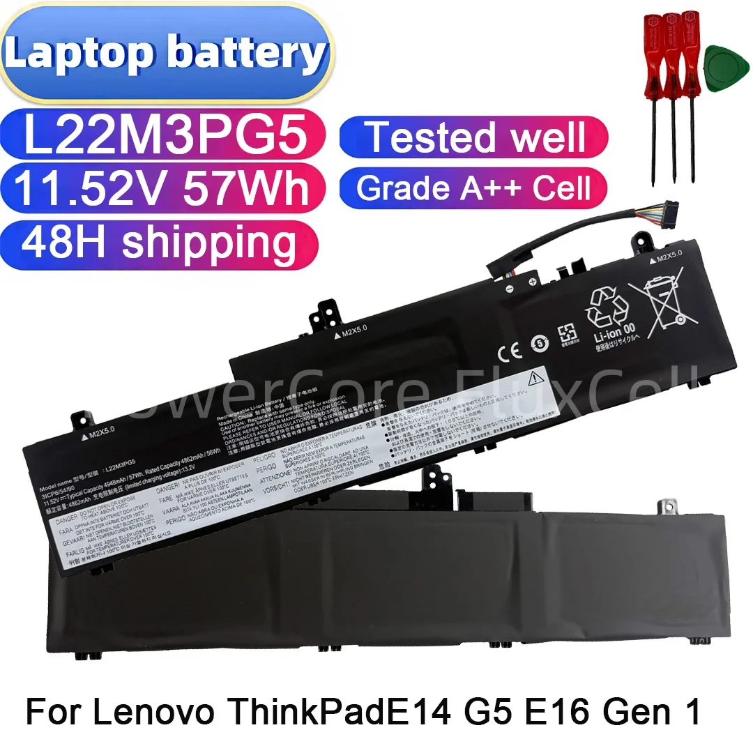 Factory store L22M3PG5 11.52V 57WH 4948mAh New Laptop Battery For Lenovo ThinkPadE14 G5 E16 Gen 1