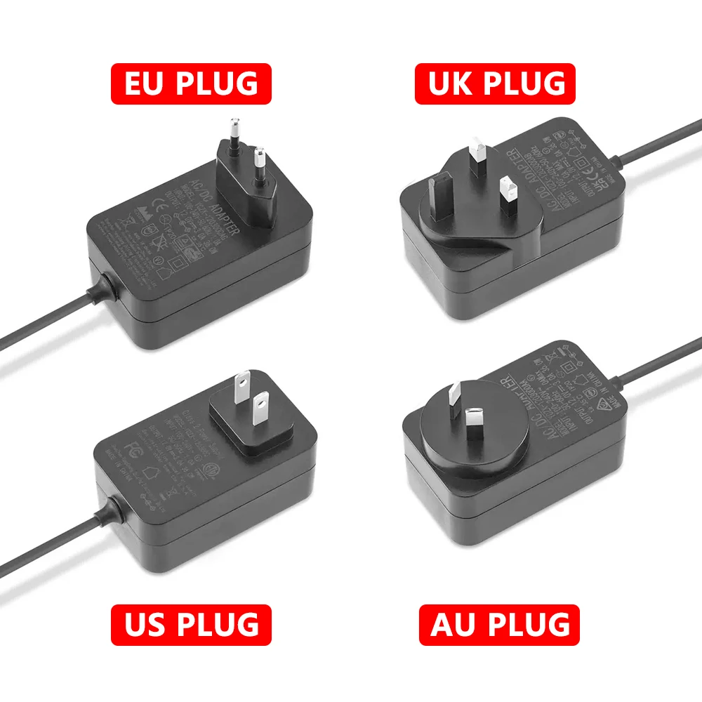 AC 100–240 V 50/60 Hz auf DC 12 V 2 A Netzteil, Stecker 5,5 mm x 2,1 mm, geeignet für rote Lichter, Therapie-Gürtel, Elektrowerkzeuge