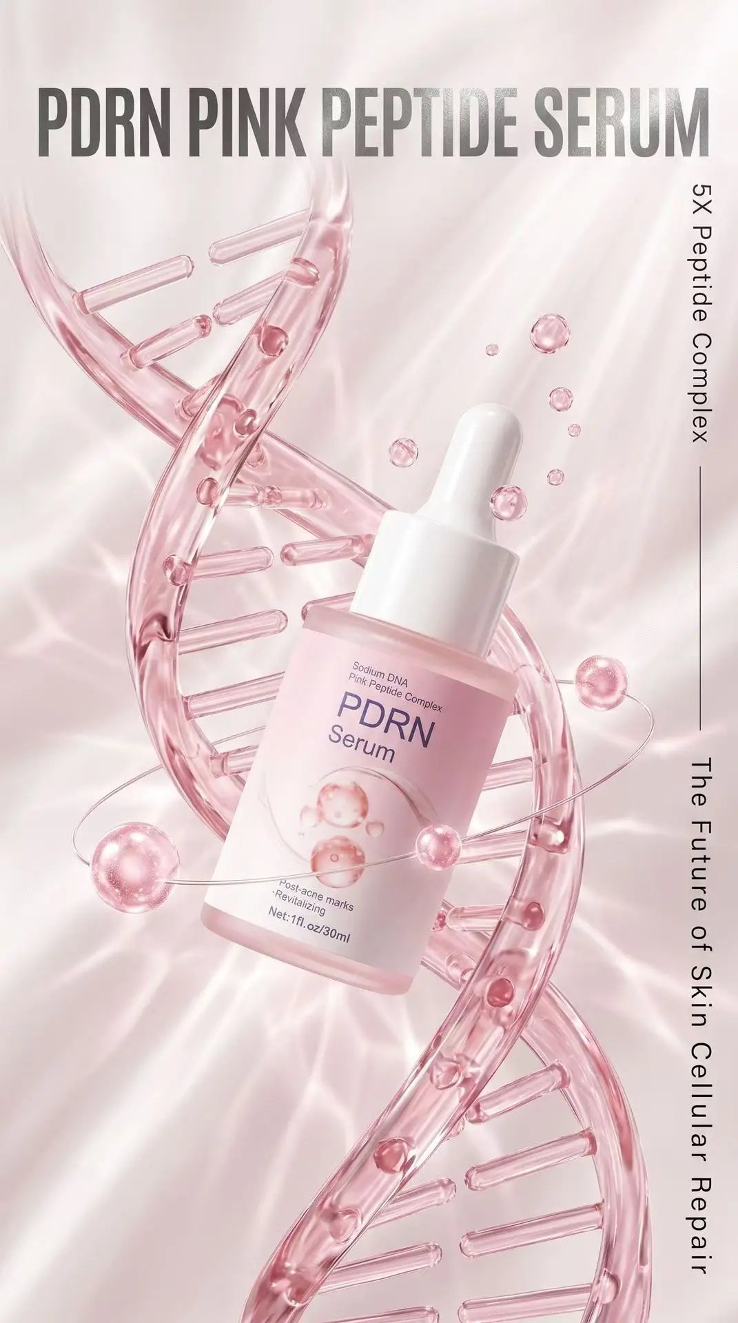 98% PDRN Peptide Serum Fades Acne Marks. 5-Fold Complex, Rapid Absorb. 14-Day Visible Results. 30ml.