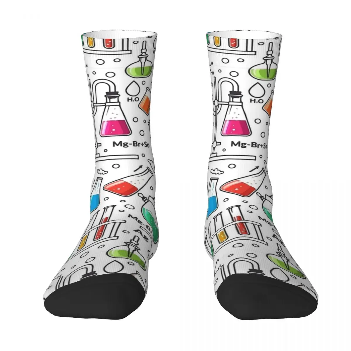 Chemistry Lab Science Equipment Pattern Stockings Design Korean Socks Anti Slip Socks Adults Men Skateboard Warm Soft Socks