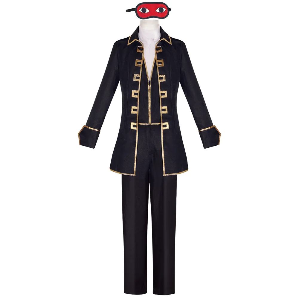 

Hijikata Toushirou Okita Sougo Cosplay Costume Male Black Suit Uniform Eye Mask Trousers Full Set Team Outfit Halloween