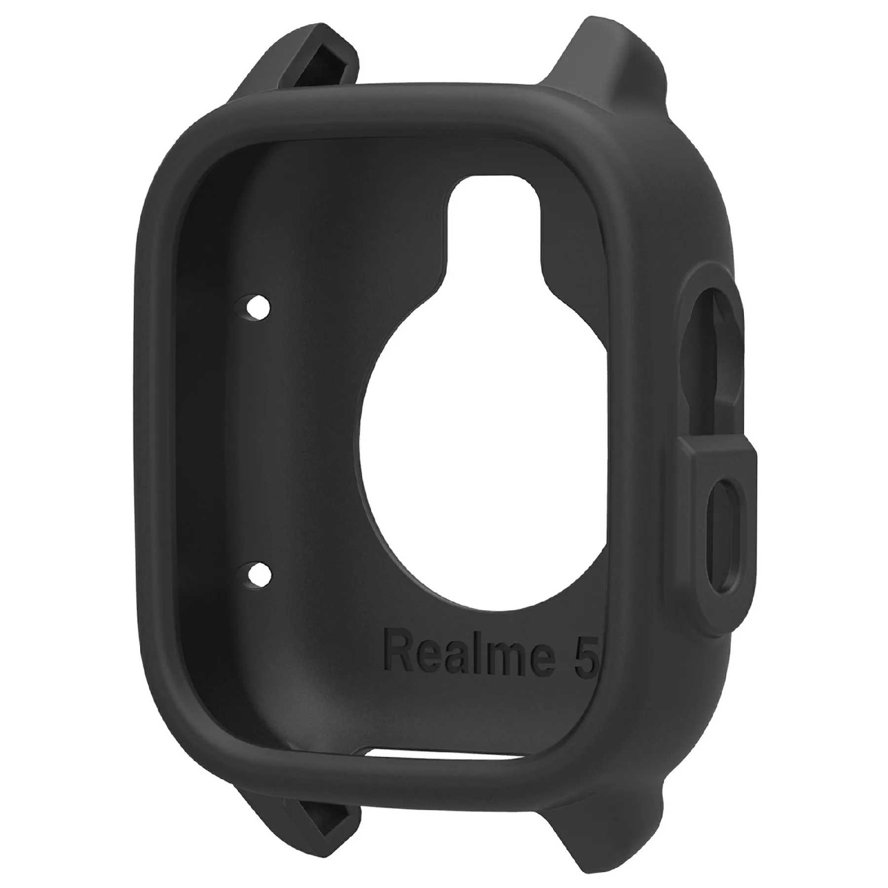 

For Realme Watch 5 Watch Case Soft Silicone Hollow Watch Frame Cover - Black