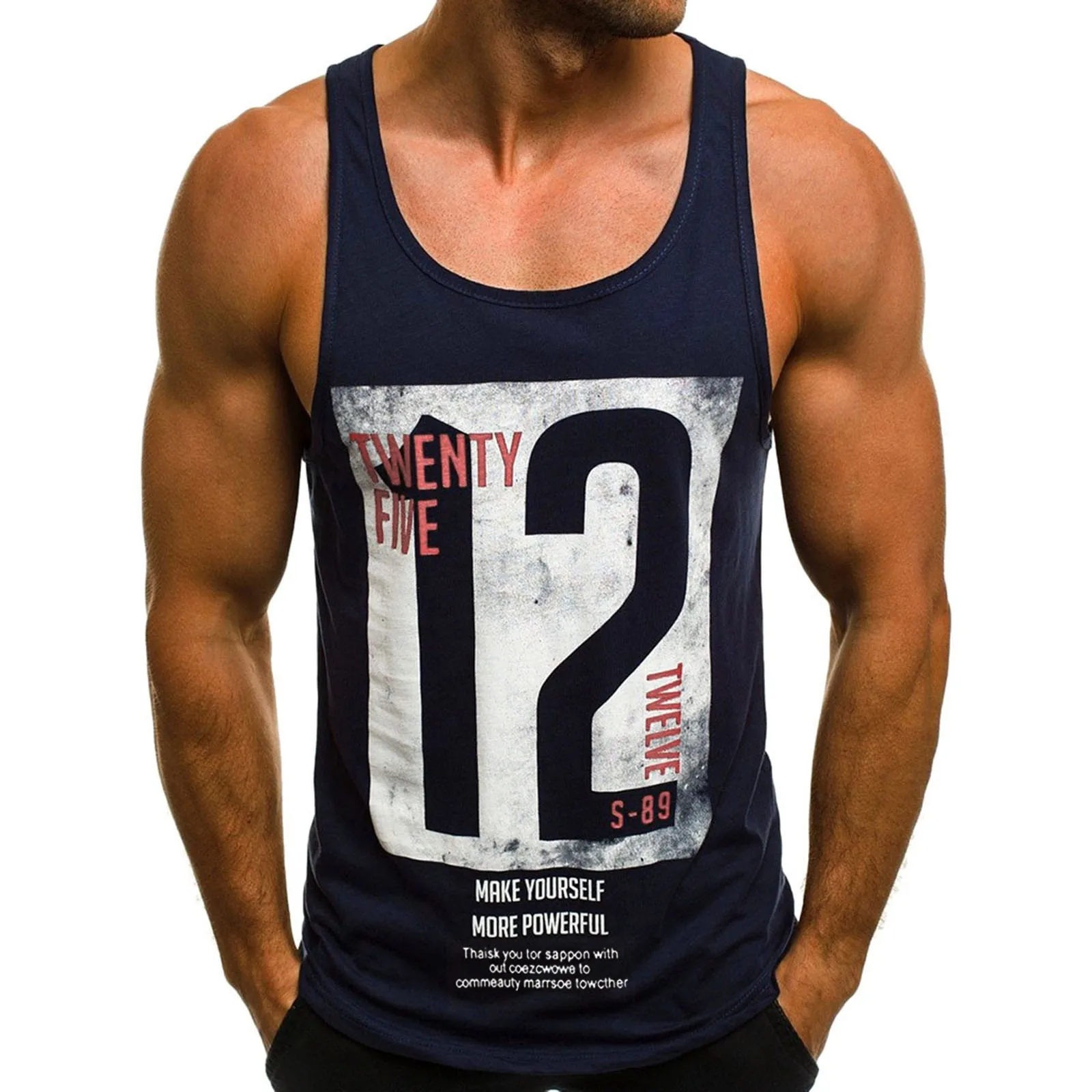 Men Number Print Tank Top Summer Plus Size Loose Vests Sleeveless Tanks Top Clothing