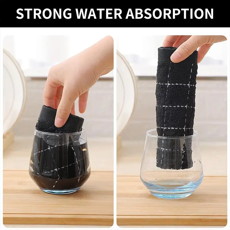 1pcs Super Absorbent Kitchen Towels Checkered Pattern Soft Cotton Dish Cloths for Home Cleaning Efficiency