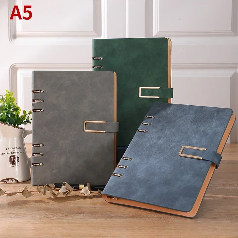 Simple Office A5 Notebook Gift Loose Leaf Vintage Planner Notebooks Creative Buckle Ring Thick Notepads Account Writing Pads