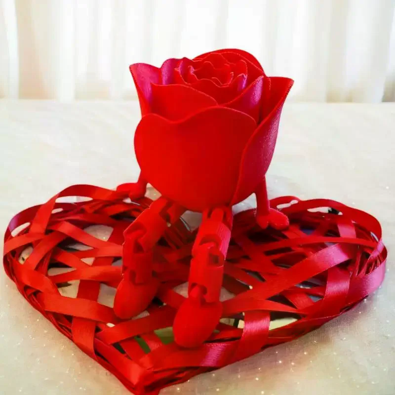 3D 프린팅된 빨간 장미 피규어 홈 장식 공예품 데스크탑 장식 발렌타인 데이 선물